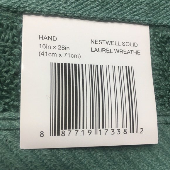 2 new Nestwell™ Hygro 100% Cotton 16"x28" HAND Towels LAUREL WREATH GREEN color - Picture 5 of 6